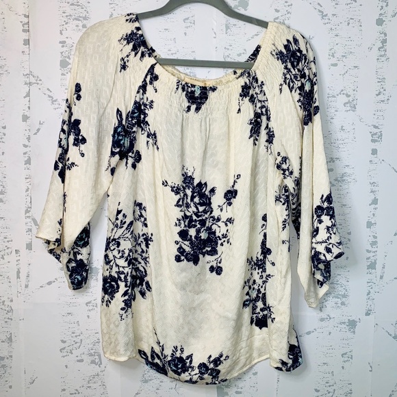 Love Stitch Tops - Love Stitch Floral Peasant Blouse
